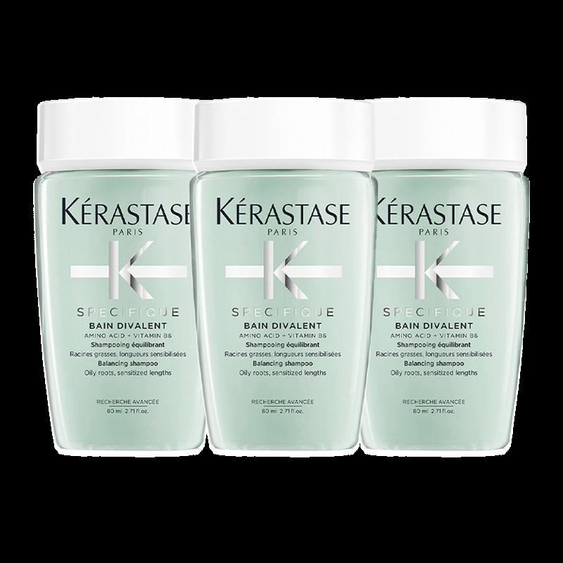 Kerastase Dual-function shampoo, hair care, moisturizing, oil control, smooth and clean, soapy scent / Functional shampoo 80ml*3 коричневый