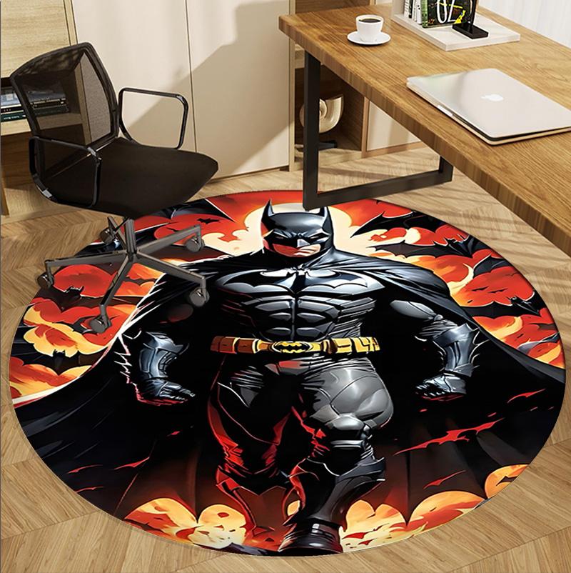 Batman Pattern Round Rug, Indoor/Outdoor Mat, for Picnic, Gameroom, Bedroom, Office, Living Room, Home Decor Carpet, Birthday Gift