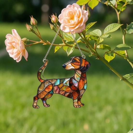 Acrylic Puzzle Suncatcher Cute Dog Sun Catcher Panel DIY Jigsaw Puzzle Window Hanging Ornament for Home Garden Decor