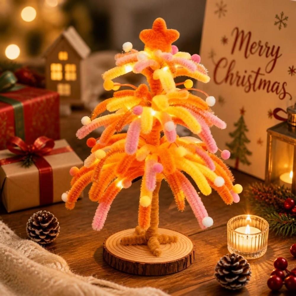 Colorful DIY Christmas Tree Making Kit Handmade Twisty Stick Weaving Set Tabletop Xmas Tree Desk