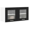 Hanging Cabinet Black Oak and White 80 X 31 X 40 Cm