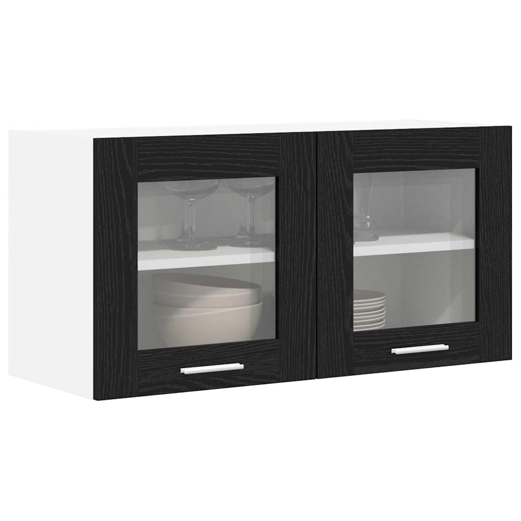 Hanging Cabinet Black Oak and White 80 X 31 X 40 Cm