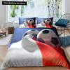 3D Football King Queen Duvet Cover Soccer Bedding Set for Kids Teens Boys Ball Sports White Red 2/3pcs Polyester Quilt Cover