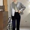 Petite Women's Luxury Double-Sided Wool Coat with Round Neck