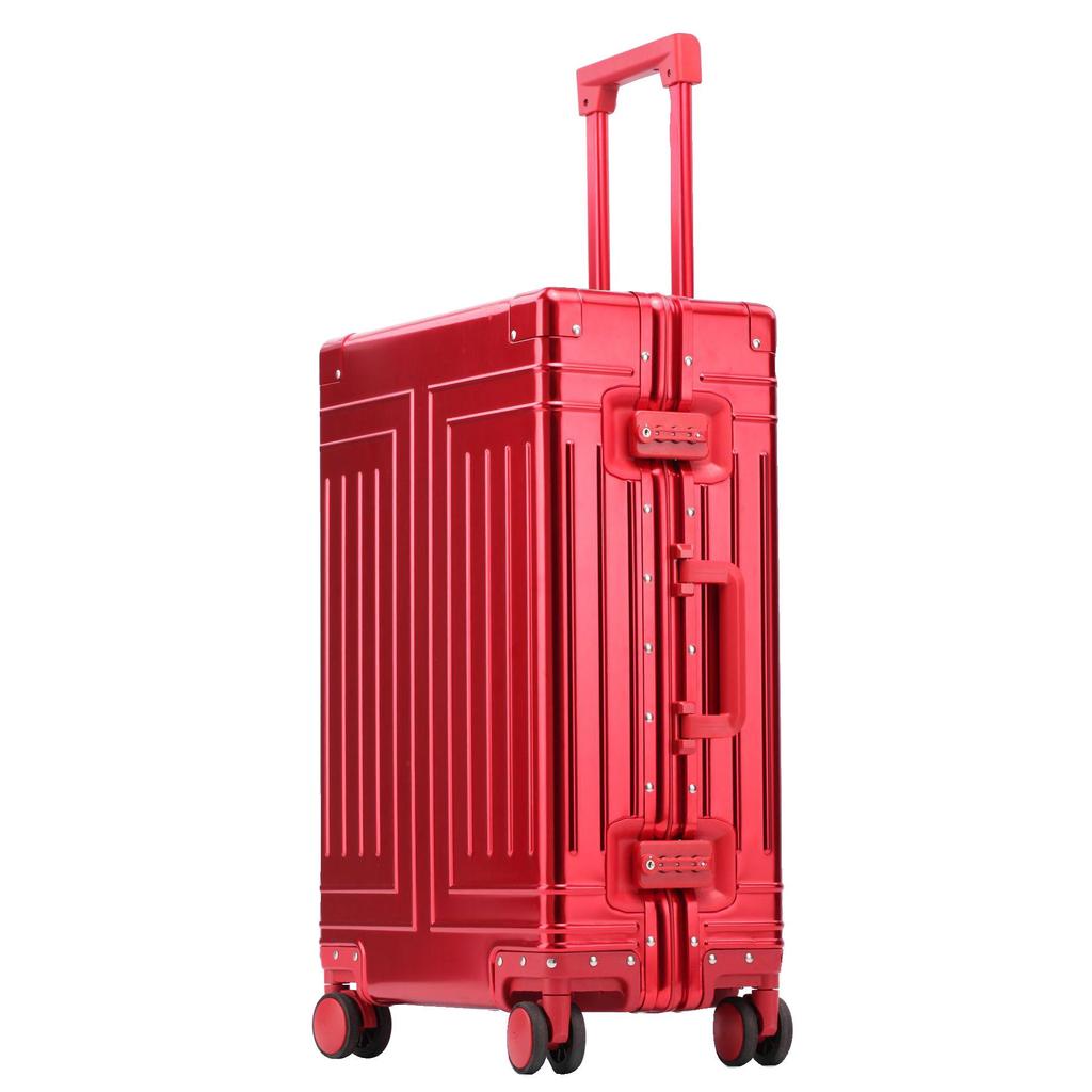 Aluminum-Magnesium Alloy Suitcase with Aluminum Frame, Universal Wheels, Combination Lock - 24" Carry-On for Students & Men's Business Travel.