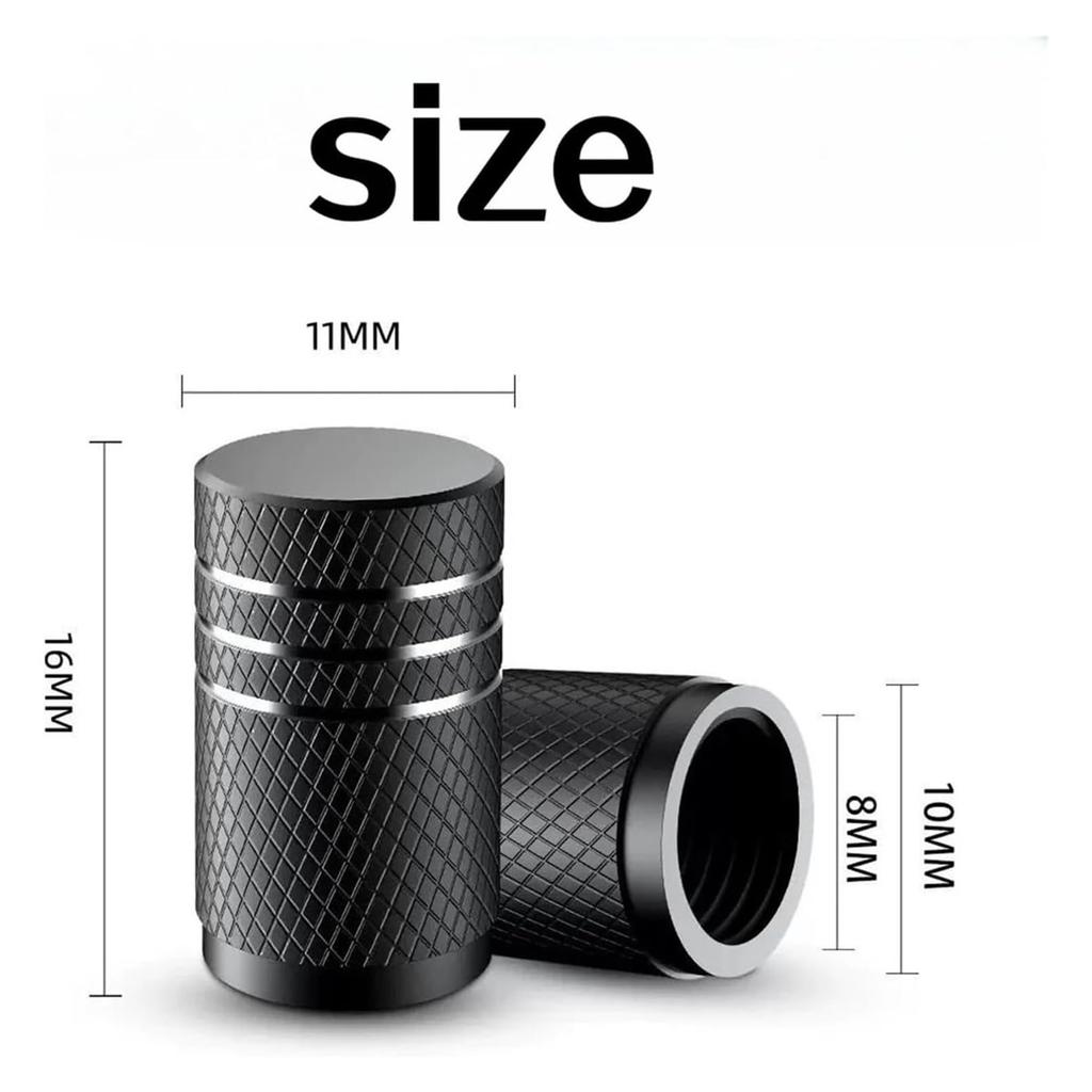 4Pcs Aluminum Tire Valve Caps with Knurling Grip Fit US Schrader Stems Black/Silver Durable Air Covers for Cars Stem Caps1