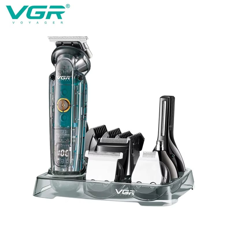 Six-in-one Hair Clipper with Transparent Digital Display  Nose Hair Trimmer Sideburn Shaving Device for Men  Safe and Skin-friendly Hair Trimming