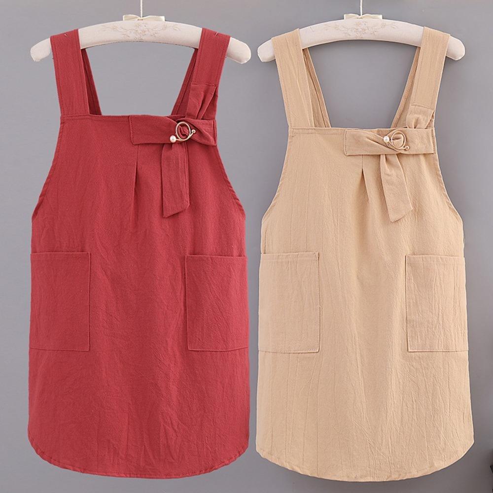 Cotton Kitchen Apron Cross Straps Korean Work Clothes Stylish Home Cooking Apron  Women