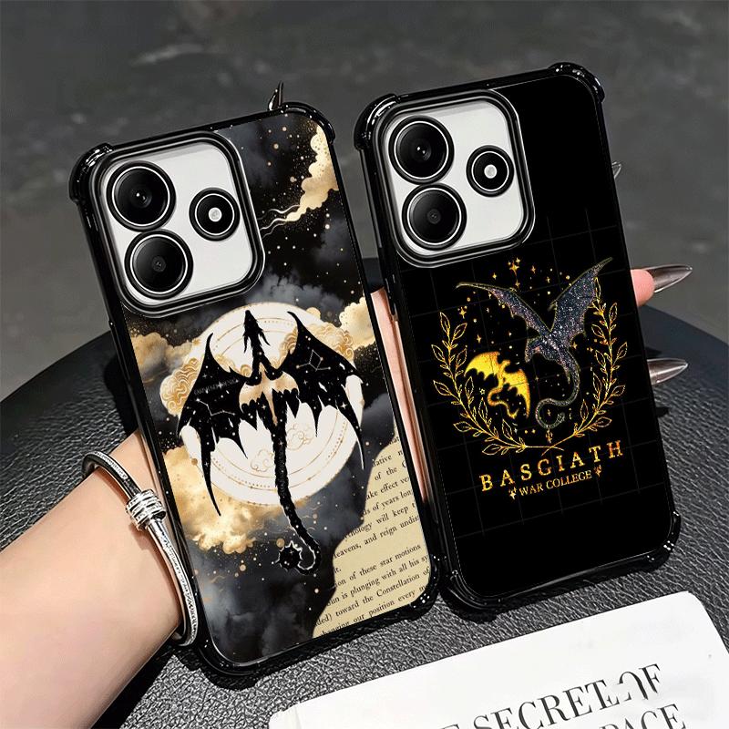 F-Fourth W-Wing Dragon Plating Phone Case For Xiaomi Redmi Note 14 15 Pro Plus 13 12 11 11S 11T 10 9S 9 5G Anti-Fall Airabag Cov