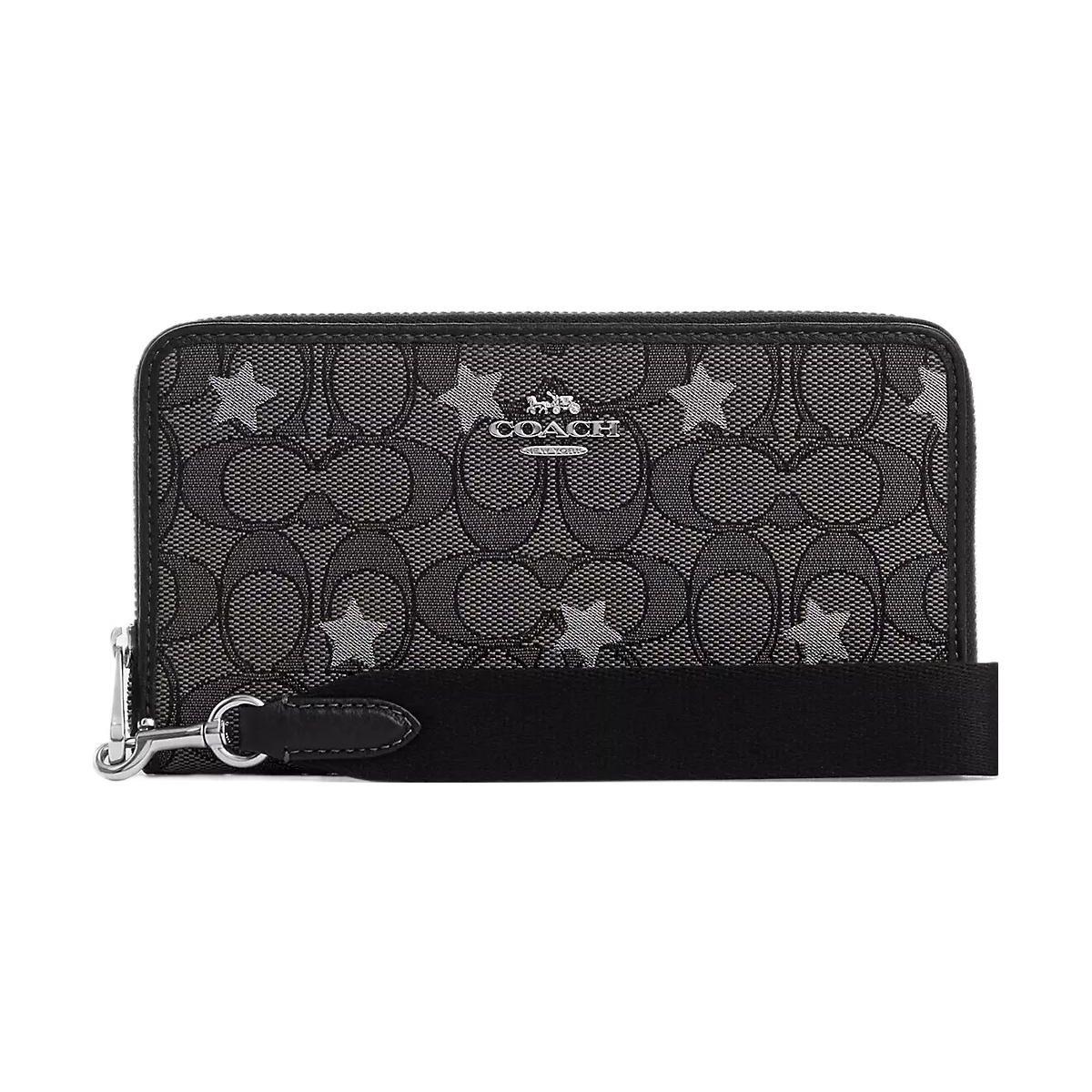 

Coach Dempsey 18 Star Print Classic Monogram Jacquard With Exquisite Pebble Leather Phone Wallet Large Women wallet Silver Smoke Black CP414-SVWFV Basic Set (Bag+Dust Bag)