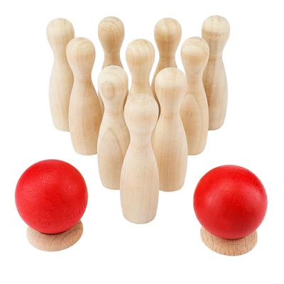 TUGO Bowling Wooden Toy Educational Toy Wooden Toy Bowling Set for Children Hand Training 10 Bottles 2 Bowling Balls Indoor Outdoor Toy Baby Gift