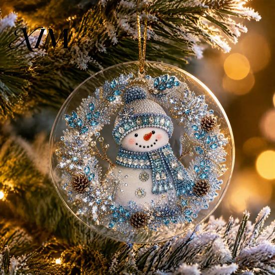 Acrylic Holiday Hanging Ornaments Christmas Ornament, Double Side Printed Santa Pendant for Tree Window, Indoor Outdoor 2D Flat Festive Decor