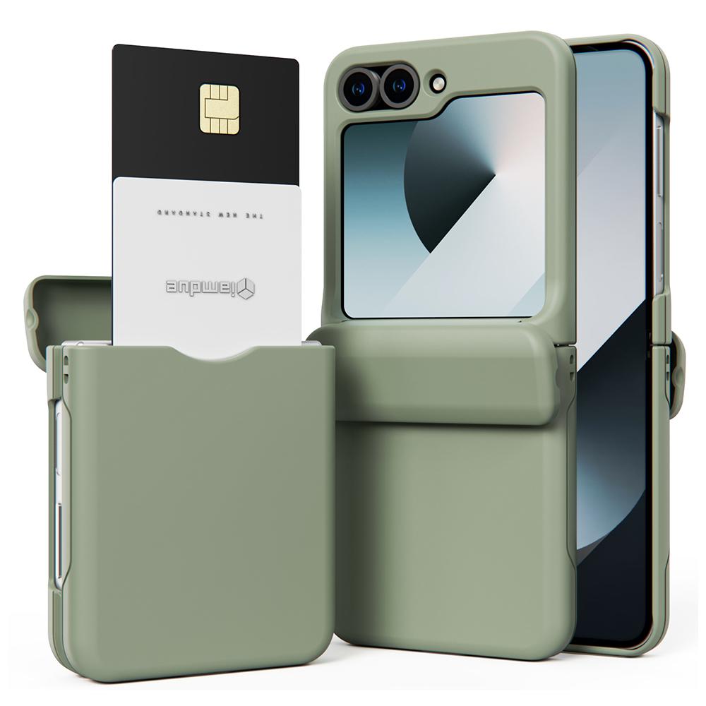 Luxury Wallet Card Holder Folding Phone Case For Samsung Galaxy Z Flip 4 5 6 7 Solid Color Hard Shockproof Full Protection Cover