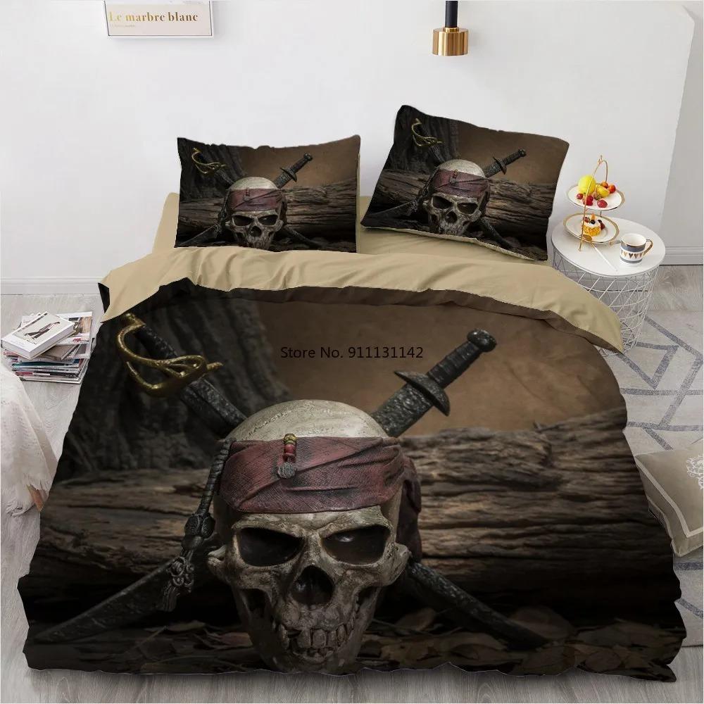 3D Skull Bedding Sets Duvet Quilt Cover Set Comforter Bed Linen Pillowcase King Queen Full Double Home Texitle