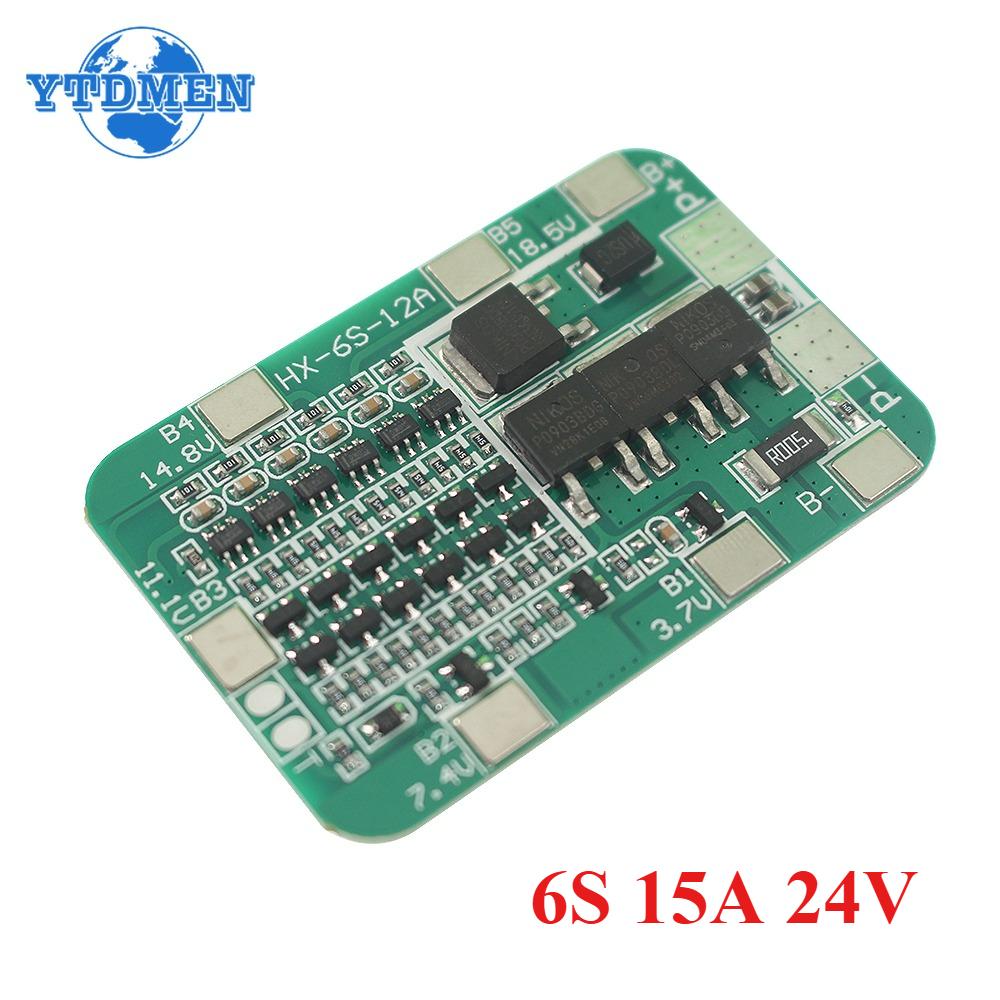

6S 15A 24V PCB BMS Protection Board for 6 Pack 18650 Li-ion Lithium Battery Cell Module білий