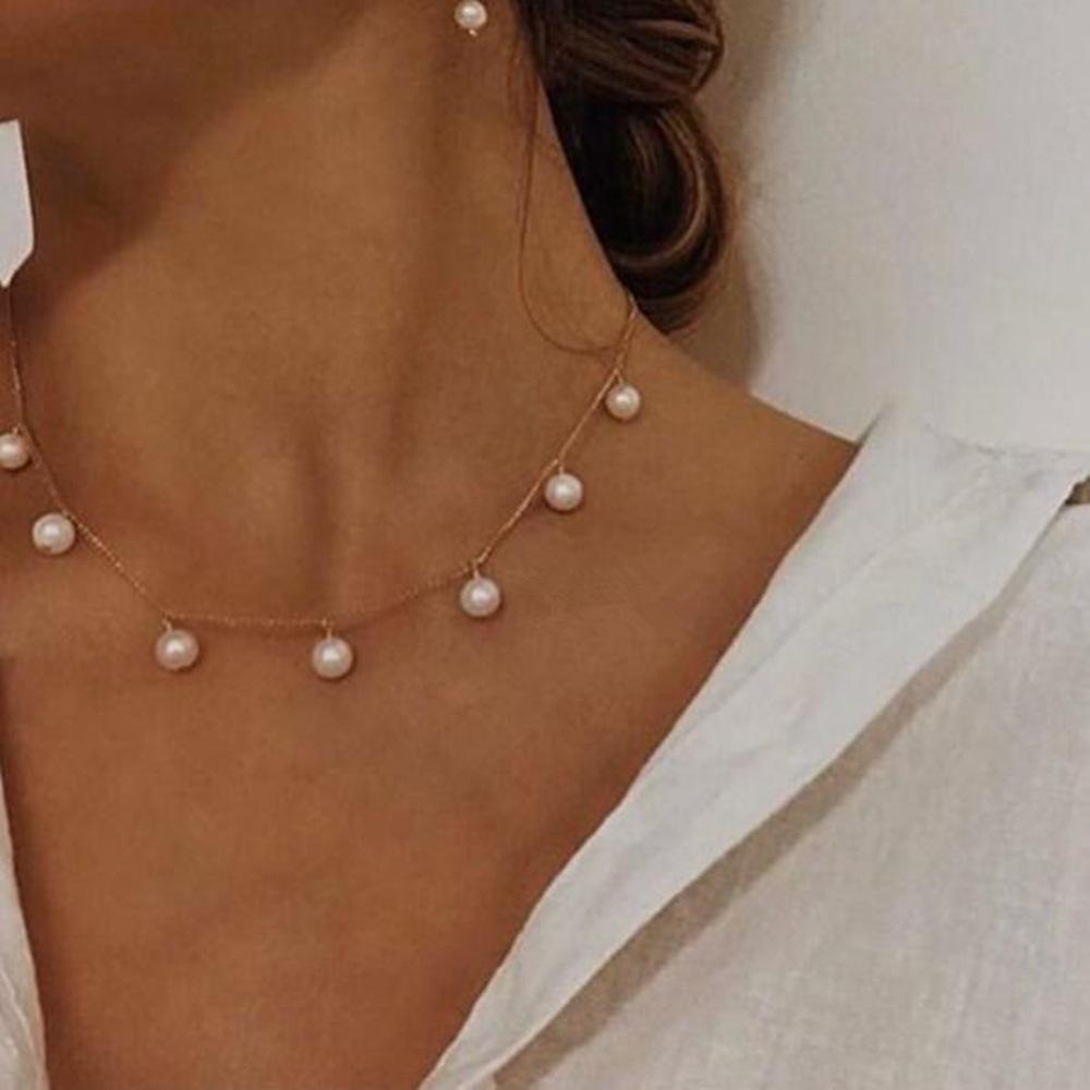 Retro Pearl Necklace Personalized Short Neck Chain Collarbone Chain Accessories
