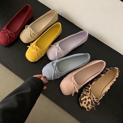 Gentle Bow Blue Small Single Shoes Flat Ballet Shoes Early Spring Soft-soled Shallow Mouth Women's Shoes Ladyshoes