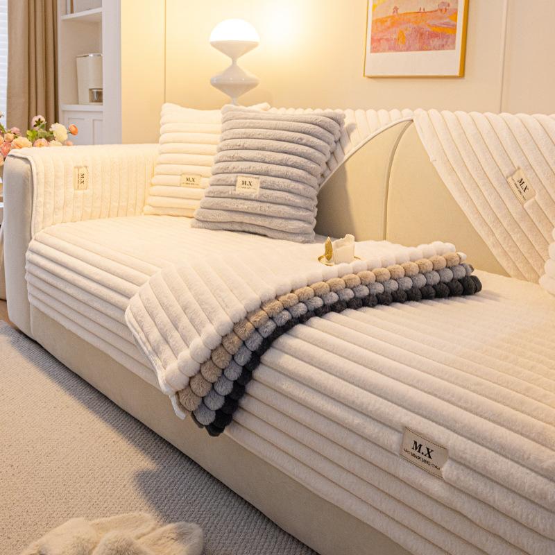 Solid Color Plush Sofa Cushion  New Simple Autumn And Winter Thickened Non-Slip And Anti-Cat Scratch Seat Cushion Sofa Cover Cover Cloth