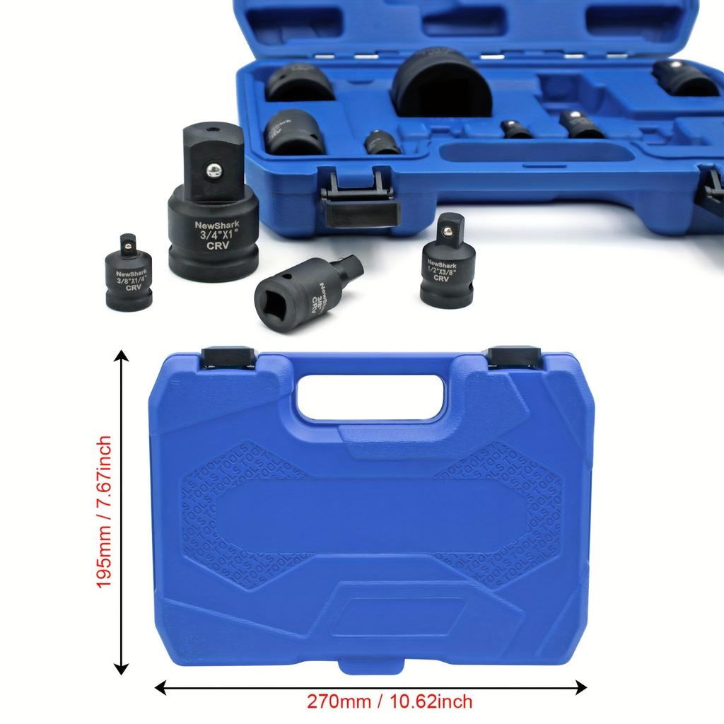11pcs Impact Adapter and Reducer Set and Universal Joint Swivel Socket Adapter Set,1/4"3/8"1/2"3/4"1"Drive Socket Adapter Set