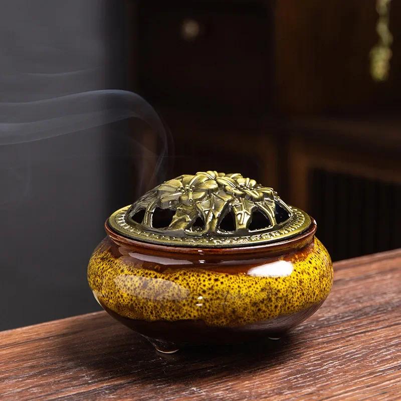 Ceramic Incense Burners Holder Coil Cones Stick Incense Buddhist Home Decor Tearoom Yoga Room Desktop Ornaments Aroma Burner