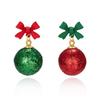 Frohe Weihnachten Grün Rot Runde Kugelkörbchen Ohrringe Für Damen Pailletten Glühbirne Schneeflocke Sterne Hängende Ohrringe Neujahrsfest Schmuck