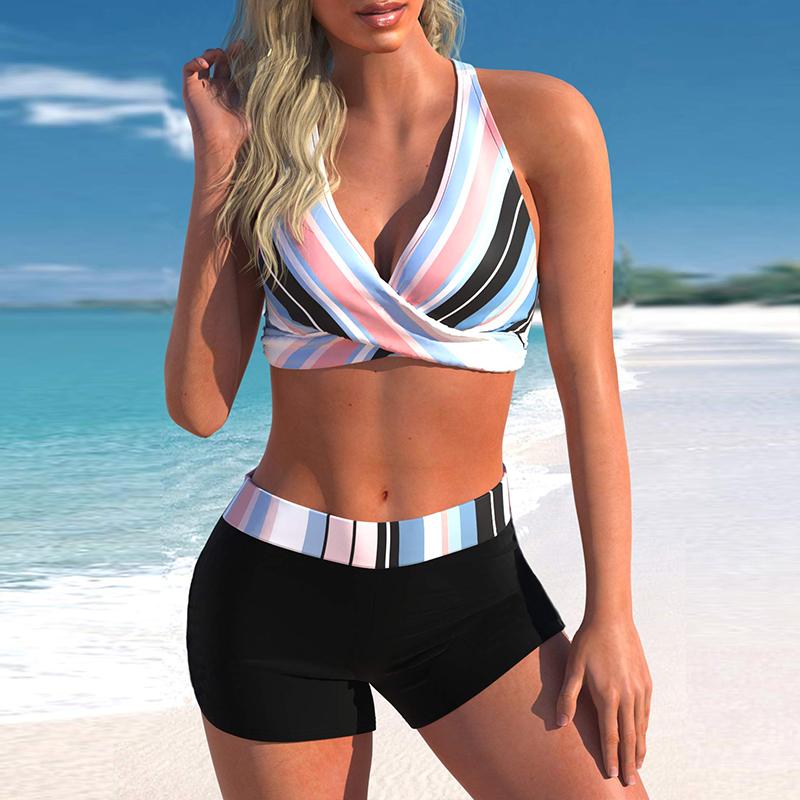 Dámské plavky Halter Bikini Tankini Swimsuit Olej na plátně