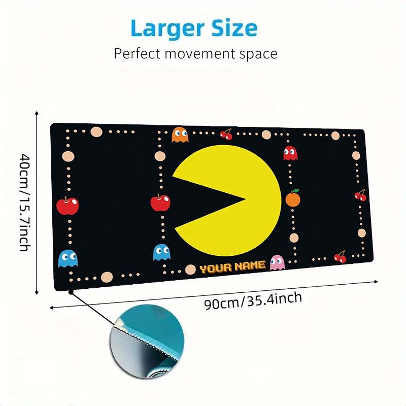 Pac-Man Custom Name Large Size Mouse Pad Large Gaming Table Cushion Non-slip Laptop Tablet Big Mousepad XXL Mat Mini PC Playmat With Lock Edge