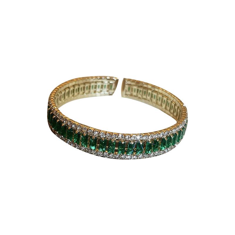 Trendy Inlaid Zirconia Open Bangle: Retro Korean Temperament Bracelet