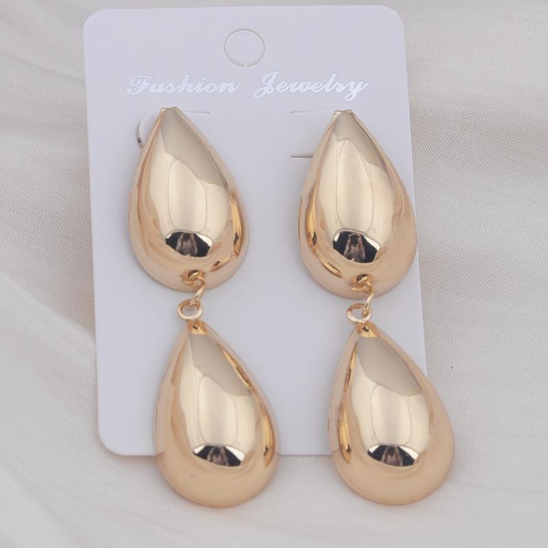 Trendy Chunky Water Droplet Dangle Earrings for Women European Vintage Long Drop Earrings Metal Geometry Personality Jewelry