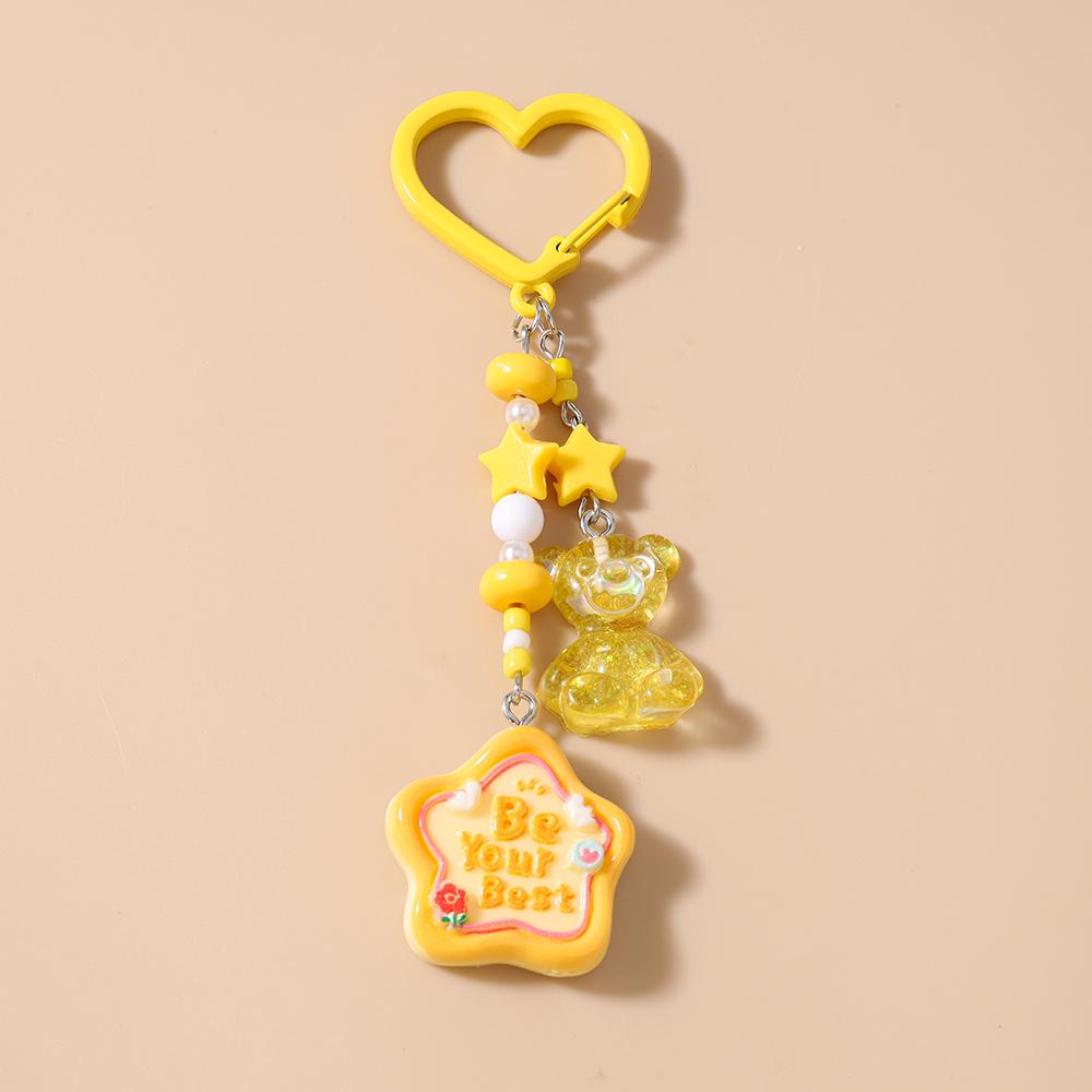 Cute Resin Star Love Heart Key Chain Women Girls 3D Bear Key Ring Pendants for Handbag Charms DIY Kid's Jewelry Gift