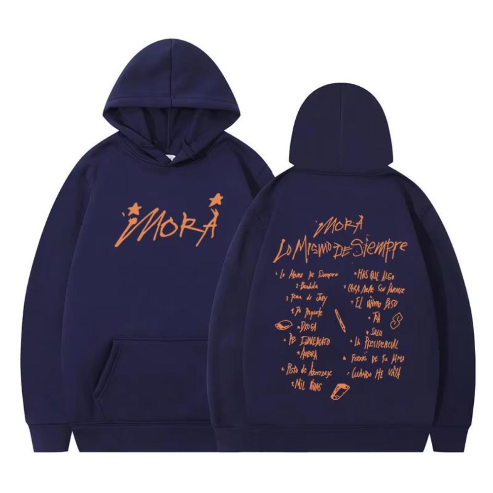Singer Mora Graphics Letters Vintage Graphic Hoodie Men Fashion Harajuku Tracksuit Long-sleeved Winter Fleece Tops