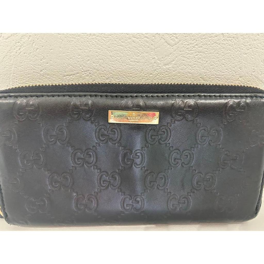 Used GUCCI Guccissima Round Zip Around Wallet Black