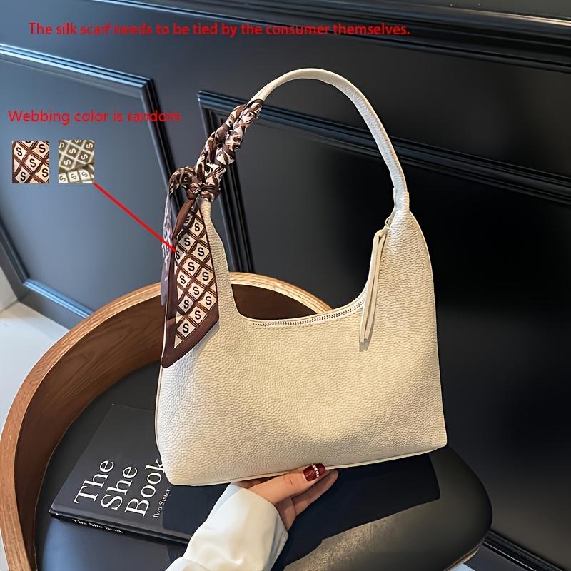 Borsa a Spalla Singola da Donna Borsa a Spalla Singola Scarf Retrò Francese Borsa a Tracolla con Texture Litchi Versatile da Pendolare Borsa a Mano di Alta Gamma