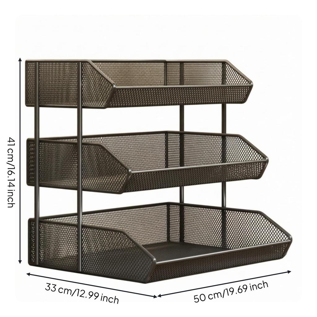 Versatile Freestanding Storage Rack with Raised Rails Space-Efficient Mesh Shelf
