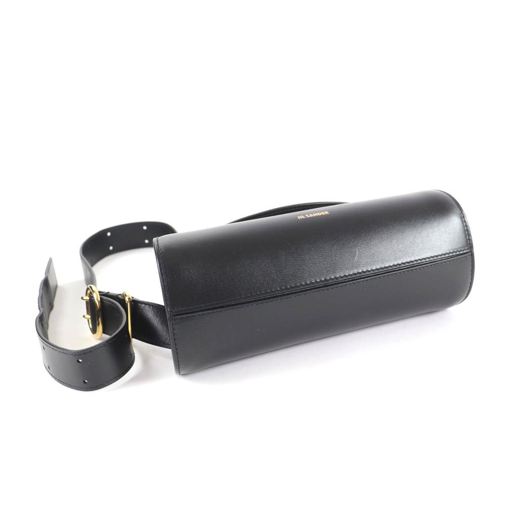 Great JIL SANDER Cannolo Mini Shoulder Bag With Logo Black Leather J08WD0008 Used