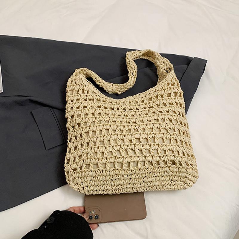 Summer Straw Woven Bag for Women Shoulder Bag Raffia Paper Rope Boho Beach Handbags Casual Messenger Crossbody Bag Female Purse