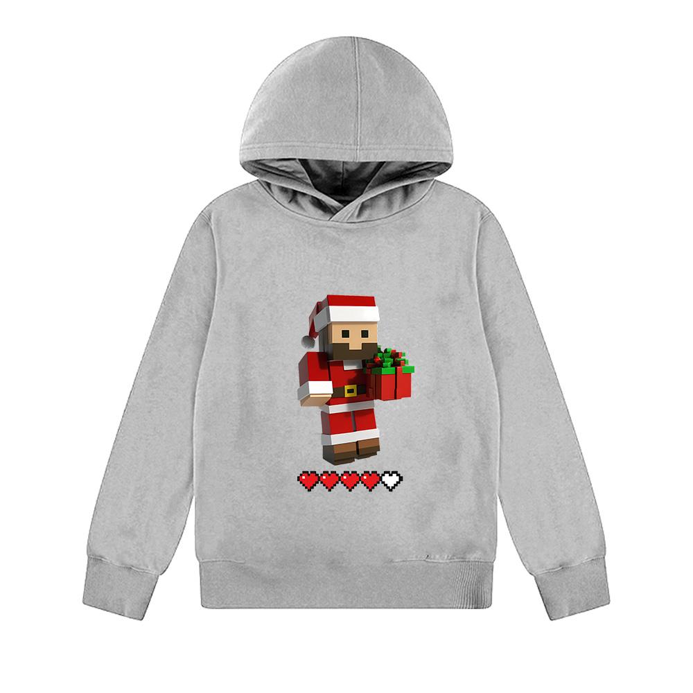 Minecraft Christmas Santa Claus Hoodie age 4-14 Pullover Sweatshirt for Kids Boys Girls Christmas Gift Costume cartoon print New Year gift