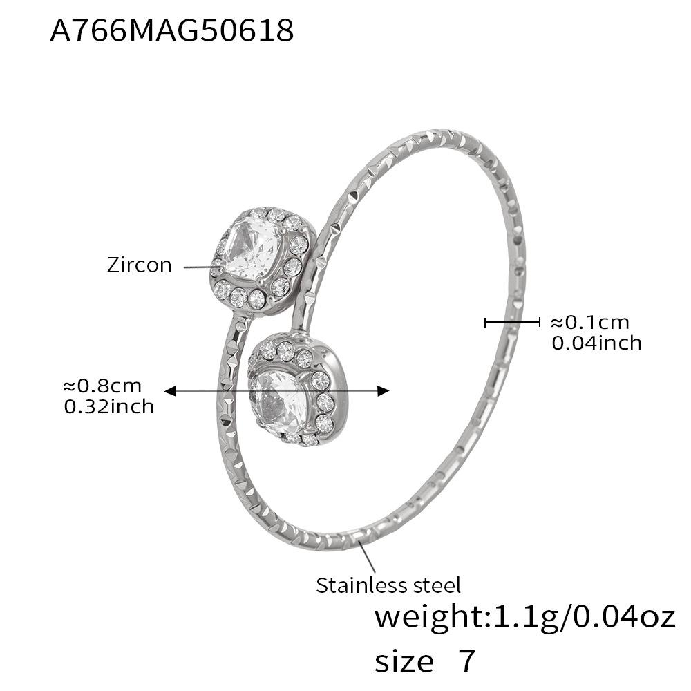 Mili Rhinestone Heart 5A Zircon Geometric Ring – 18K Gold-Plated Adjustable Stainless Steel Band Jewelry Set for Girls.