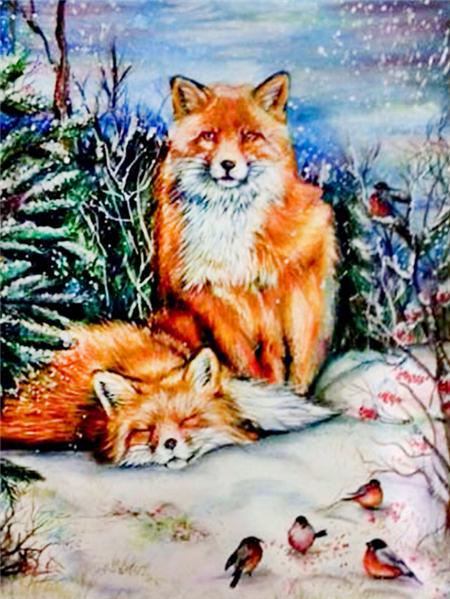 5d Diamond Painting New Fox Winter Home Decor Embroidery Mosaic Animal Snow Cross Stitch Wall Sticker