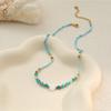 GEMCHIC Women's Ocean Style Blue Green Fish Heart Beaded Necklace Stainless Steel Layered Choker Jewelry
