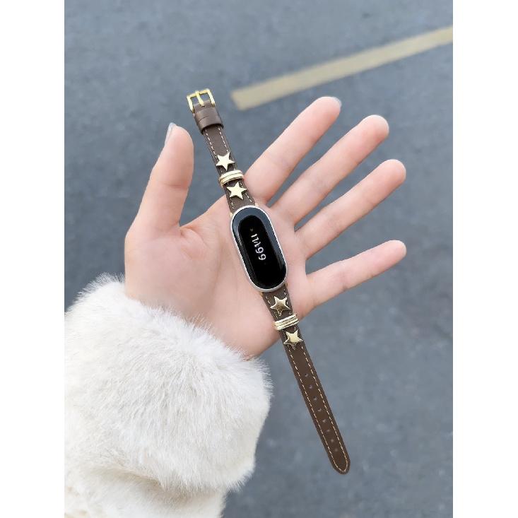 

New Golden star leather loop For Xiaomi Band 10 9 8 NFC watch strap For XIAOMi Band 8