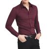 Solid Color Wine Red Non Iron Slim Fit Long Sleeve Business Casual Men Dress Shirt
