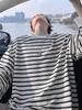 Men's Japanese Color Block Striped Long Sleeve Casual Sweatshirt - Autumn Versatile Base Layer Pullover.