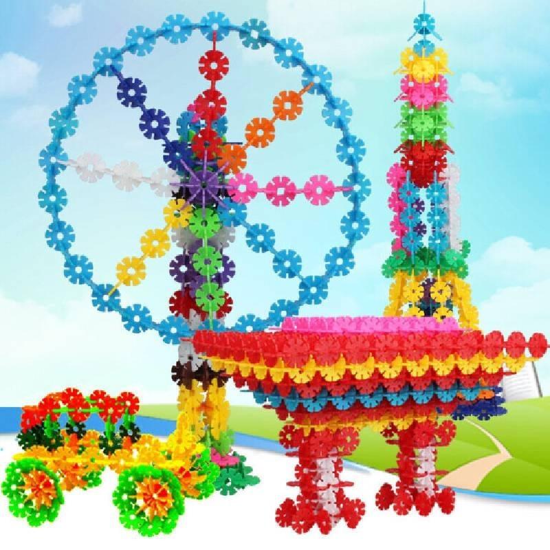 Vibrant Snowflake Building Blocks For Kids Plastic Educational Toy Set 400-800 Pieces