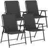 Folding Garden Chairs Set of 4, Outdoor Dining Chairs with Wide Texteline Seat, High Back and Armrests, Black