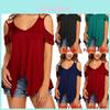 Elegant Womens Off Shoulder V Neck Chiffon T-shirt With Classic Timeless Appeal