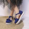 New sandals women's large size summer flat bottom student versatile bag head thick sole one-word buckle retro