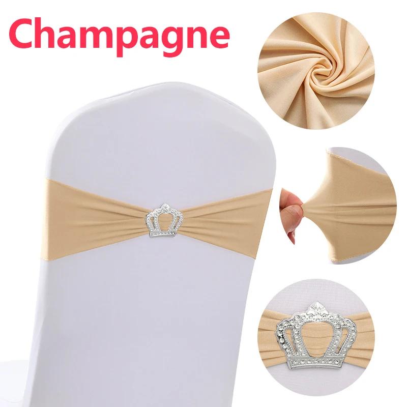 

New 100/50/10PCS Wedding Spandex Chair Bands Buckle Elastic Belt Crown Buckle Banquet Hotel Birthday Party Seat Elegant Ribbon 10 pcs