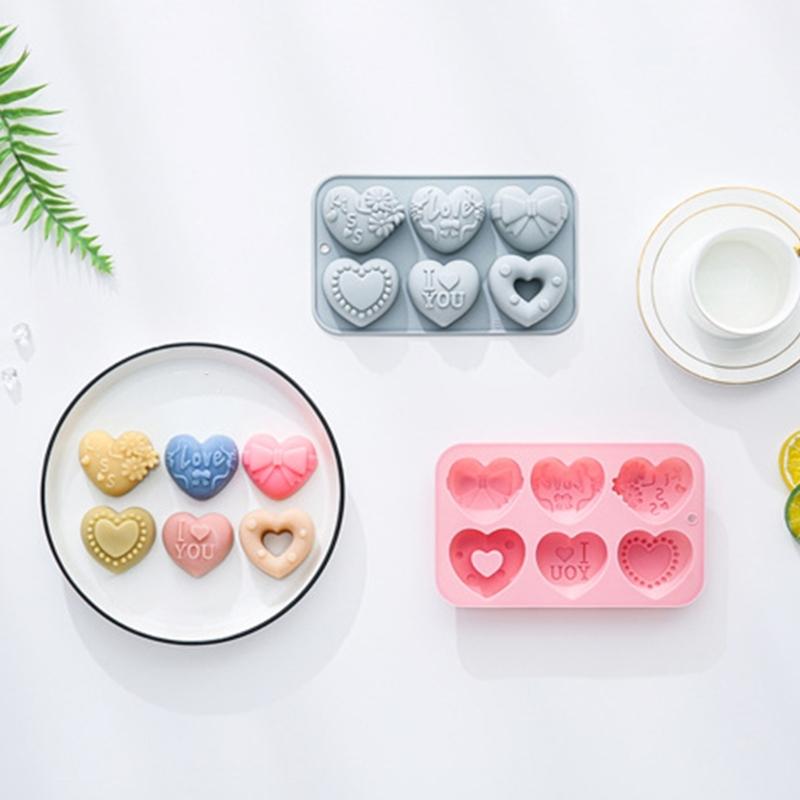 2lots Food Grade Heart Shape Silicones Molds 6 Holes Love Valentines Candy Molds For Candy Resins And Candle Making