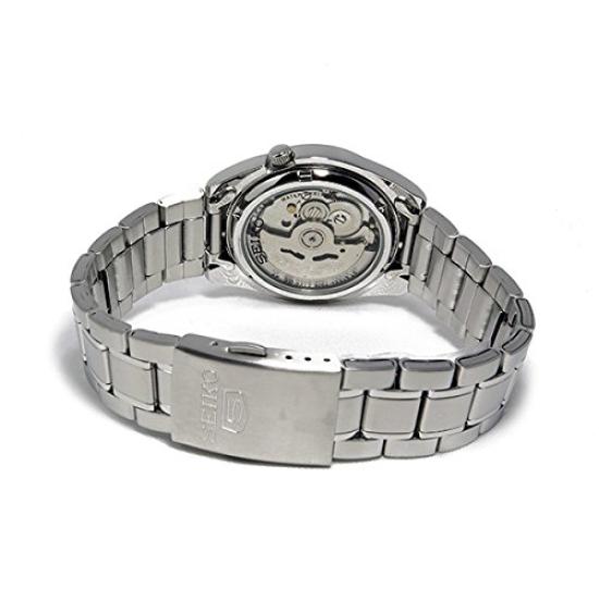Tag Geschenk Automatik Seiko Five Automatik Metallband Uhr zurück Skelett für Männer Vatertag (SNKL53K1 SNKL55K1) (SNKL55K1 (Schwarz))